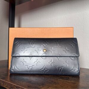 RARE Matte Gunmetal Grey/Silver Louis Vuitton Embossed Monogram Long Wallet